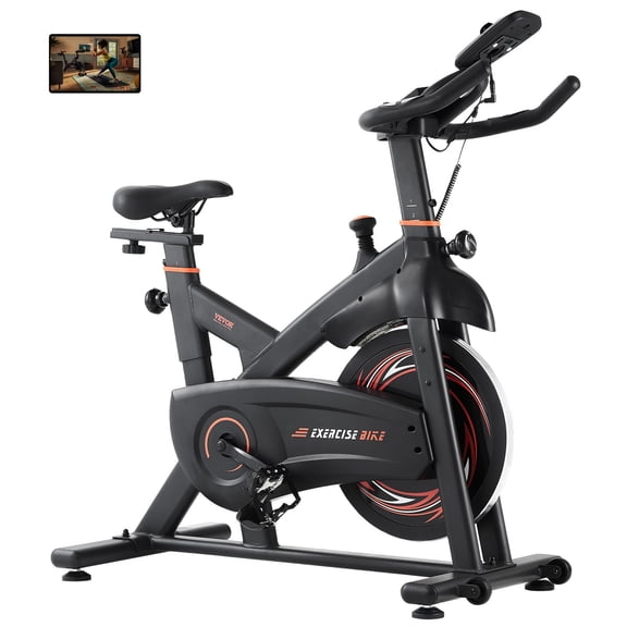 VEVOR Exercise Bike, Adjustable Magnetic Resistance Stationary Bike, Indoor Cycling Bike for Home Cardio, Workout Bike with Silent Belt Drive, Comfortable Seat Cushion, LCD Monitor, and Heavy Flywhee