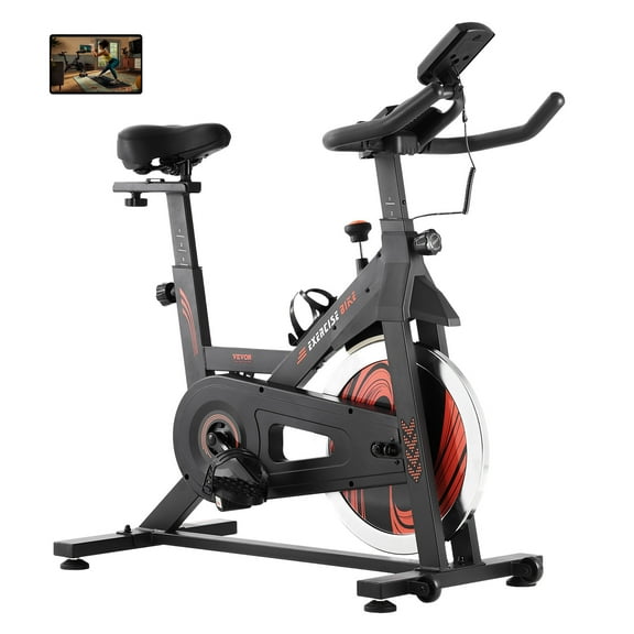 VEVOR Exercise Bike, Adjustable Stationary Bike, Indoor Cycling Bike for Home Cardio, Workout Bike with Silent Belt Drive, Comfortable Seat Cushion, LCD Monitor, and Heavy Flywheel