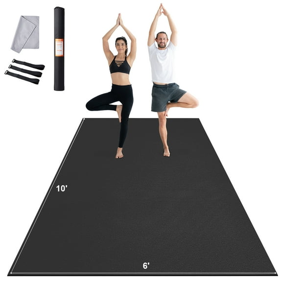 VEVOR Exercise Mat, Non Slip High Density Premium Yoga Mat, Exercise Yoga Mat for Men Women, Fitness & Exercise Mat with Bag & Carry Strap, for All Types of Home Yoga, Floor Workout (10x6ft)