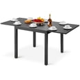 thumbnail image 1 of VEVOR Expandable Outdoor Patio Dining Table, 32–63 inch Rectangular Backyard Bistro Tables for 4-6, Aluminum Frame Metal Steel Slat , All-Weather Large Furniture for Lawn Garden Porch, Dark Gray, 1 of 9