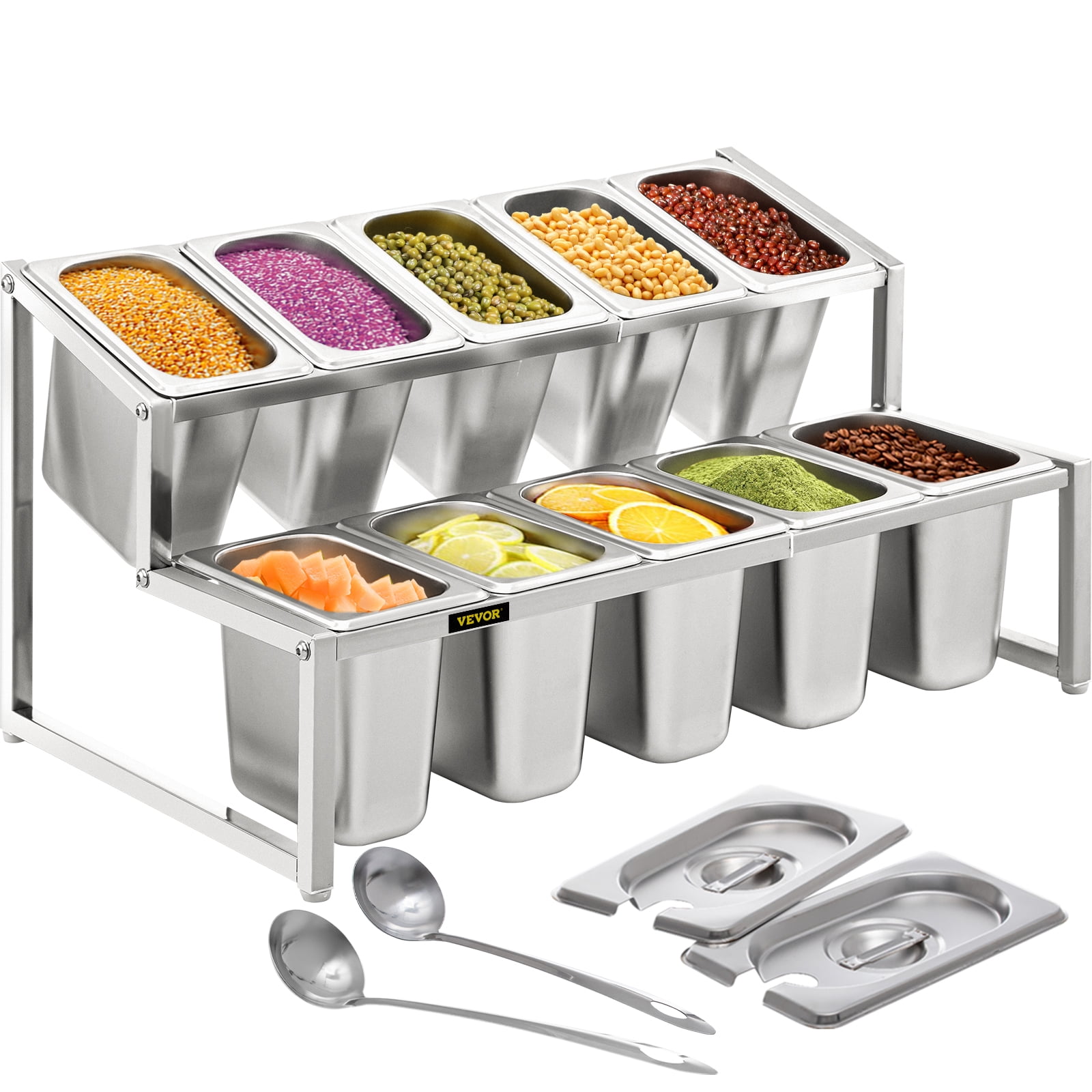 VEVOR Expandable Spice Rack, 13.8-23.6 Adjustable, 2-Tier Stainless ...