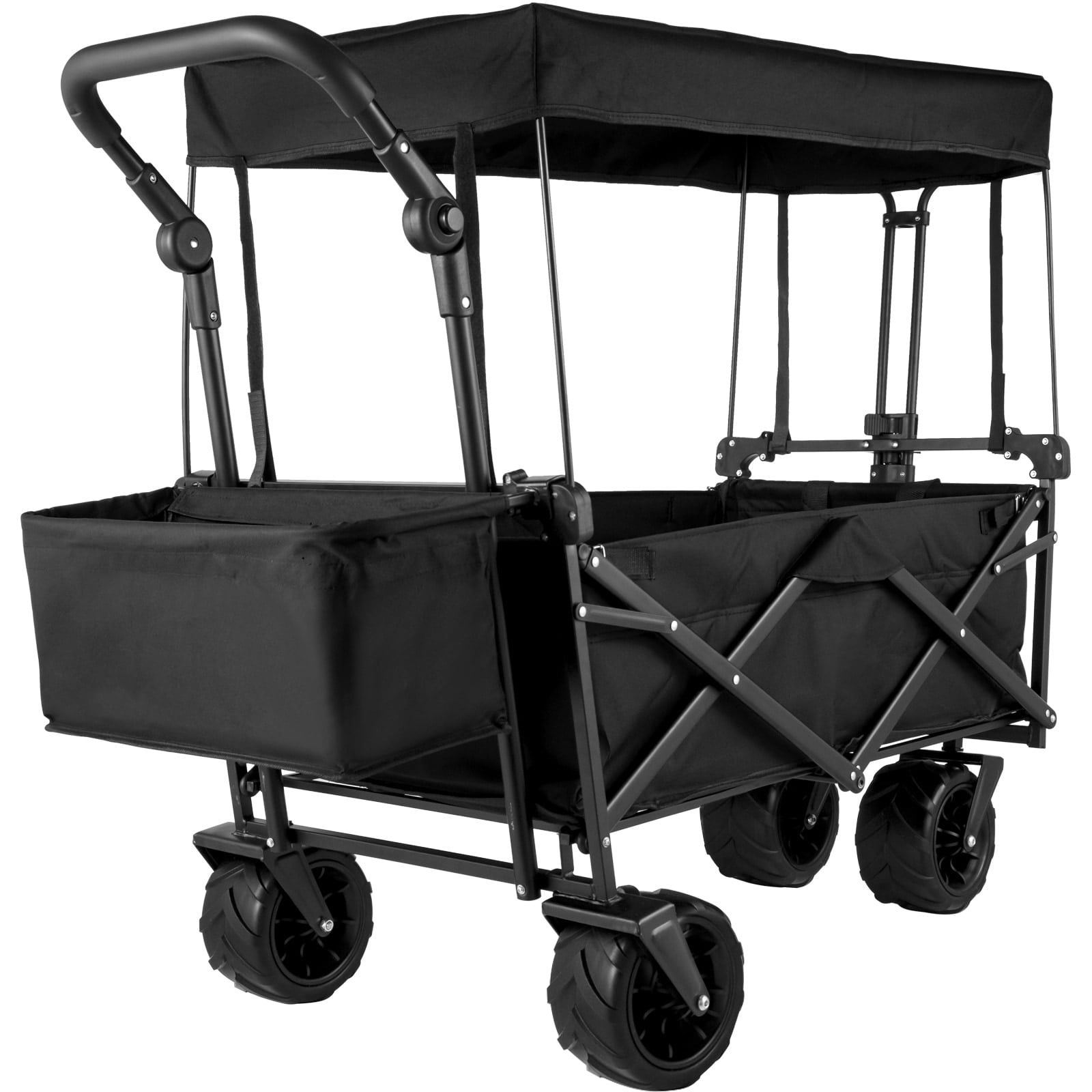 VEVOR Extra Large Collapsible Garden Cart with Removable Canopy Folding