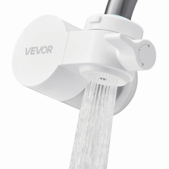 VEVOR Faucet Mount Water Filter, Horizontal Water Purifier for Sink Tap, Carbon Fiber Filters, Removes Chlorine Lead with 1 Filter, Fits Most Kitchen or Bathroom Faucets, White