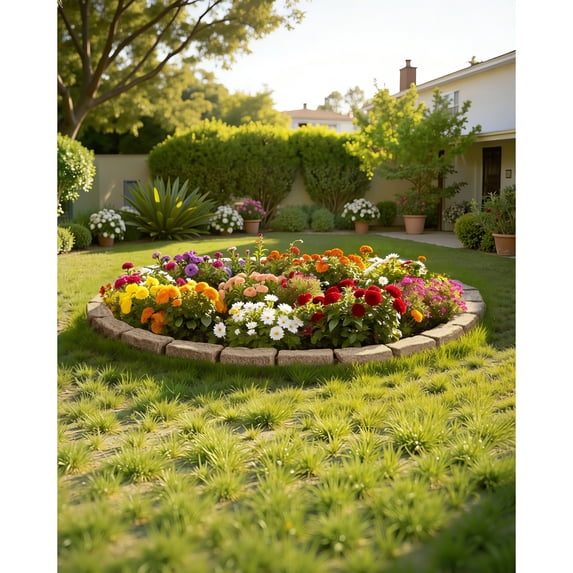 VEVOR Faux Stone Landscape Edging, 46.4 x 2.2 in Realistic Lawn Edging, Flexible Brick-Sized Garden Edging Border with Anchoring Spikes, Fade-Resistant Yard Edging for Driveways Walkway Beige