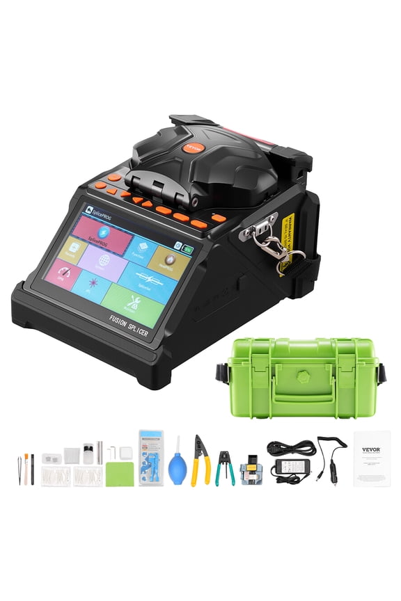 Fiber Fusion Splicer 6 Motors, Core & Clad Alignment Fibers Optic Splicer with 6s Fast Splicing and 13s Heating, 5" LCD Screen, 3 in 1 Fiber Holder, 7800mAh Battery for SM MM DS NZDS Fibers