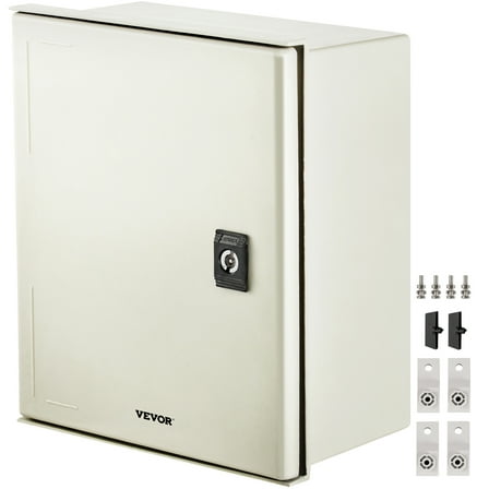 VEVOR Fiberglass Enclosure 11.8 x 9.8 x 5.5" Electrical Enclosure Box NEMA 3X Electronic Equipment Enclosure Box IP65 Weatherproof Wall-Mounted Electrical Enclosure With Hinges & Quarter-Turn Latches