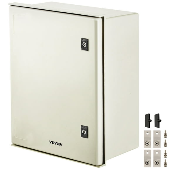 VEVOR Fiberglass Enclosure 19.7 x 15.7 x7.9" Electrical Enclosure Box NEMA 3X Electronic Equipment Enclosure Box IP65 Weatherproof Wall-Mounted Electrical Enclosure With Hinges & Quarter-Turn Latches