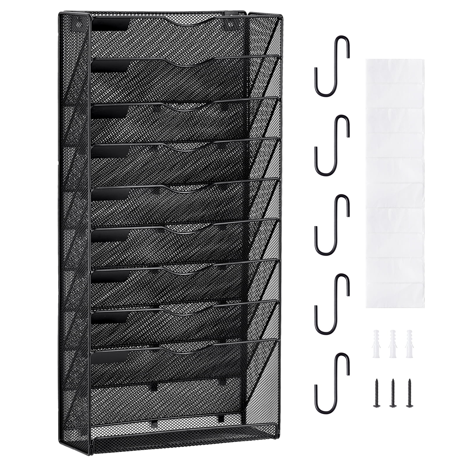 VEVOR File Wall Rack, One-Piece 10 Pockets Mesh Wall File Holder, Wall ...