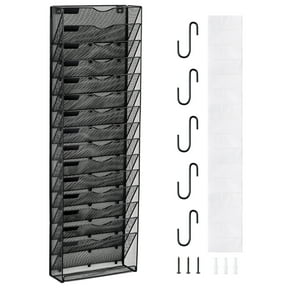 VEVOR File Wall Rack, One-Piece 16 Pockets Mesh Wall File Holder, Wall Mounted Magazine Mail Paper & Document Storage Folder, Metal Wall File Organizer with Nametag Label, for Office Home & School