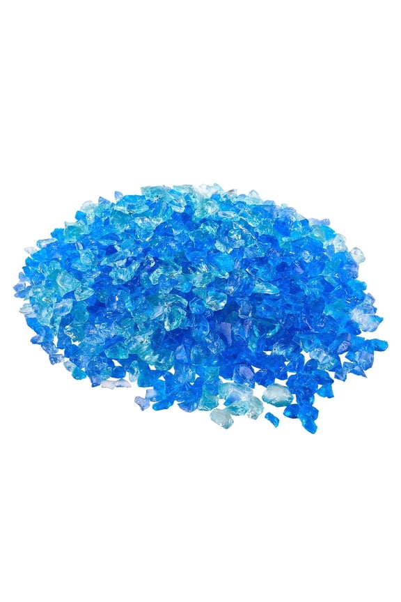 Fire Glass, 10 LBS / 4.5 KG Fireplace Rocks, 3/4-Inch / 19.05 mm Reflective Firepit Glass Rock, High Luster Stone Landscaping for Fire Pit Table, Aqua Blue + Caribbean Blue + Aqua Green