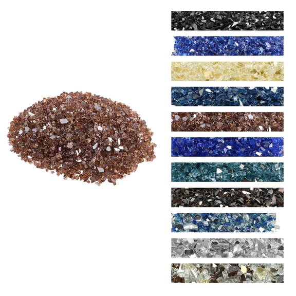 VEVOR Fire Glass, 10 LBS / 4.5 KG High-Temperature Resistant Fireplace Rocks, 1/4-Inch / 6.35 mm Reflective & Smokeless Firepit Glass Rock, High Luster Stone Landscaping for Fire Pit Table, Copper