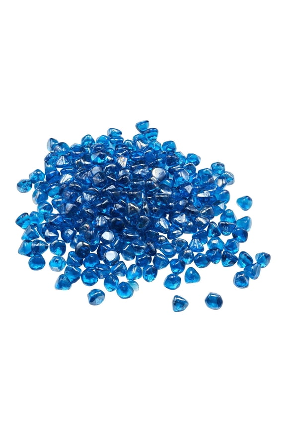 Fire Glass, 10LBS / 4.5KG High-Temperature Resistant Fireplace Rocks, 1 Inch / 25.4 mm Reflective Firepit Glass Diamond Beads, High Luster Stone Landscaping for Fire Pit Table, Caribbean Blue