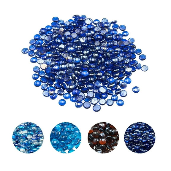 VEVOR Fire Glass, 20LBS / 9KG High-Temperature Resistant Fireplace Rocks, 3/4-Inch / 19.05 mm Reflective & Smokeless Firepit Glass Beads, High Luster Stone Landscaping for Fire Pit Table, Cobalt Blue