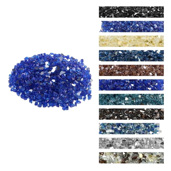 VEVOR Fire Glass, 35LBS / 15.88KG High-Temperature Resistant Fireplace Rocks, 1/2-Inch / 12.7mm Reflective & Smokeless Firepit Glass Rock,High Luster Stone Landscaping for Fire Pit Table,Cobalt Blue