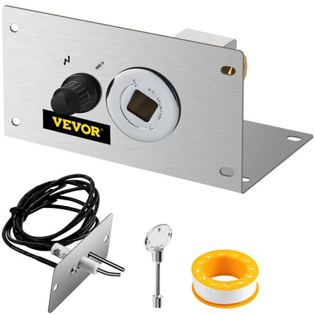 VEVOR Fire Pit Gas Burner Spark Ignition Kit, 300K BTU Fire Pit Ignition System, Stainless-Steel Fire Pit Igniter, with 1/2'' Key Valve with Key and Leads & Ground Wire Silver