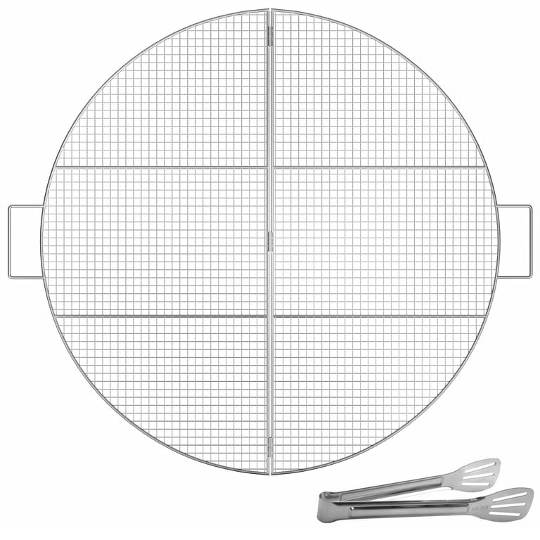 VEVOR Fire Pit Grill Grate Foldable Round Cooking Grate Solid Stainless Steel Campfire BBQ Grill with Handle Support Wire for Outdoor Campfire