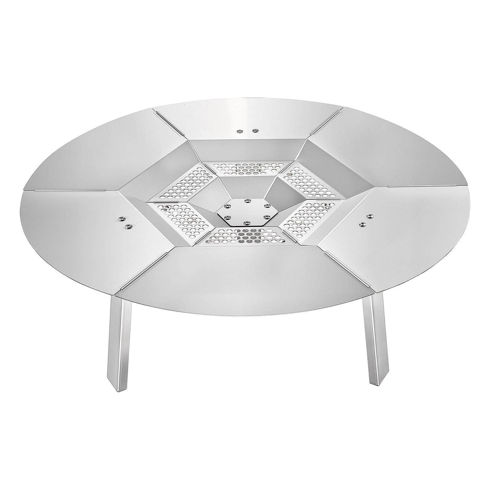 VEVOR Fire Pit Heat Deflector for Solo Stove Yukon, 25 inch Bonfire Round for Wood Burning Fire Pit, 304 Stainless Steel Heat Diffuser, Detachable Burner Cover Camping Accessories
