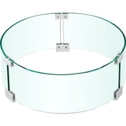 VEVOR Fire Pit Wind Guard, 17 x 17 x 6 inch Glass Flame Guard, Round Glass Shield, 1/4-Inch Thick Fire Table, Clear Tempered Glass Flame Guard, Steady Feet Tree Pit Guard for Propane, Gas, Outdoor