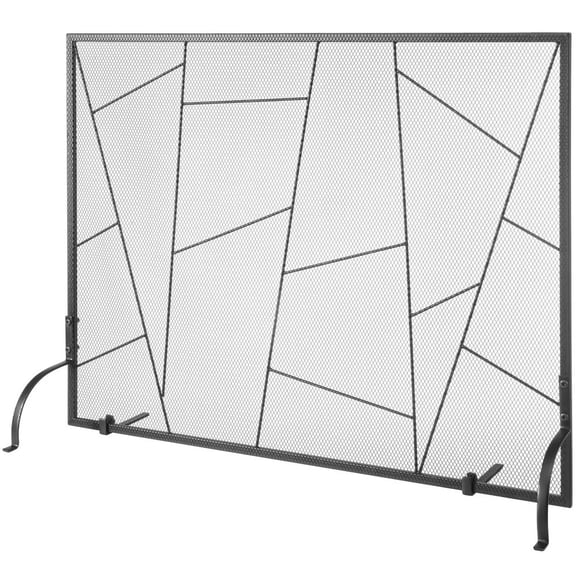 Fireplace Screen Single Panel, Sturdy Iron Mesh Fireplace Screen, 35.6"(L) x28.4"(H) Spark Guard Cover, Simple Installation, Free Standing Fire Fence Grate for Living Room Home Decor Modern