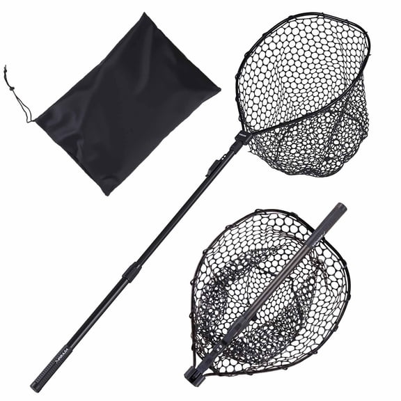 VEVOR Fishing Net, Foldable Landing Nets with Telescopic Handle, Portable Lightweight and Stronger 6063 Aluminum Fish Gear, Soft Silicone Fish-Friendly Mesh,for Kayak, Boat, Bank, Pond, Gifts for Men
