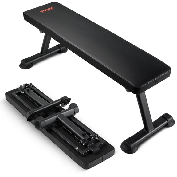 VEVOR Flat Weight Bench, Foldable Strength Training Bench, Utility Workout Bench for Full Body Workout, 1000 LBS Press Bench for Home Gym Exercise, for Multi-Purpose Weight Training and Ab Exercises