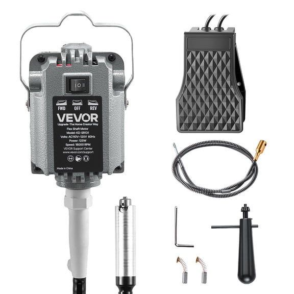 VEVOR Flex Shaft Grinder, 125W 18000RPM Electric Flex Shaft Rotary Tool, Foot Pedal Control Hanging Carver Grinder with Forward-Reverse Rotation for Carving Buffing Engraving Polishing