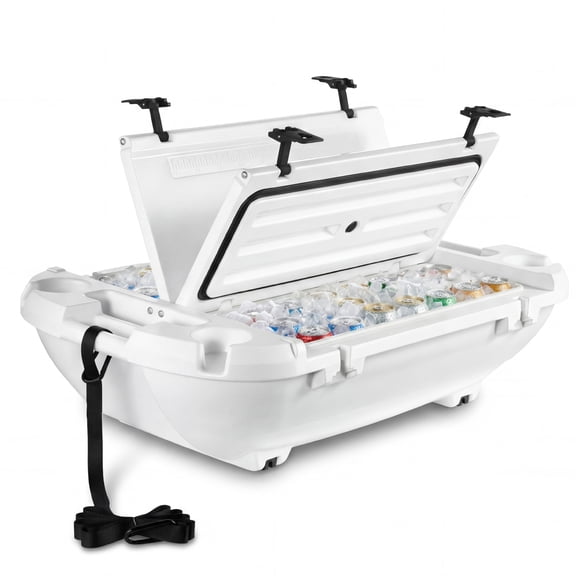 VEVOR Floating Cooler, 40 QT Floating Ice Chest with Dry Storage & Tow Rope, Premium LLDPE Amphibious Drink Cooler for Water & Land, Cruise Smoothly Stable on Lake, River, Pool, Beach, Kayak, White