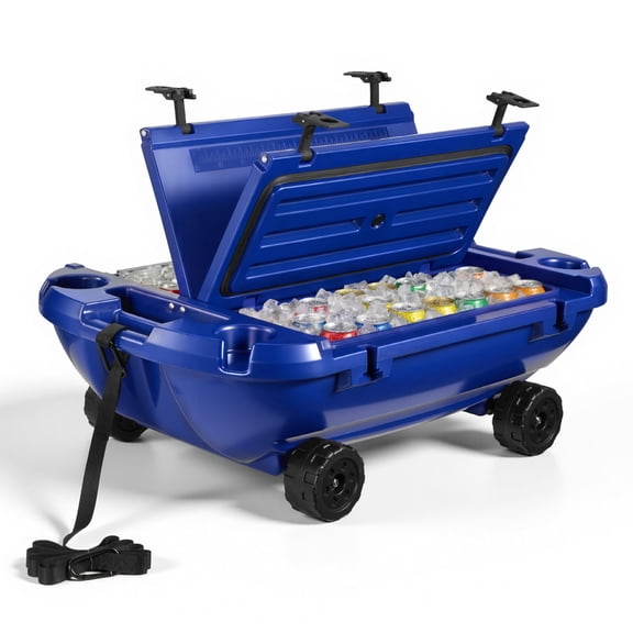 VEVOR Floating Cooler, 40 QT Floating Ice Chest with Dry Storage, Wheels & Tow Rope, Premium LLDPE Amphibious Drink Cooler for Water & Land, Cruise Stable on Lake, River, Pool, Beach, Kayak,Deep Blue