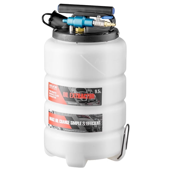 VEVOR Fluid Extractor, 9.5 L Capacity, Pneumatic/Manual Vacuum Oil Extractor Pump with 59 in Long Horse & Three 47 in Extension Tubes, Oil Change Pump with PE Tank for Cars, Lawn Mowers, Boats