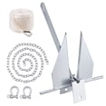 thumbnail image 1 of VEVOR Fluke Style Anchor Kit, 8.5 LBS Hot-Dipped Galvanized Steel Fluke Anchor with 7.9' Chain, 75' Rope and Two 0.4" Shackles, Marine Boat Anchor for Small Vessels Under 18', Seas, Rivers, 1 of 9