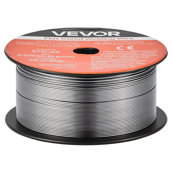 VEVOR Flux Core MIG Welding Wire, E71T-GS 0.03-inch 2 LBS, Gasless Mild Steel Welding Wire with Low Spatter for All Position Arc Welding, Self-Shielded for Outdoor Use (Pack of 3 Rolls)