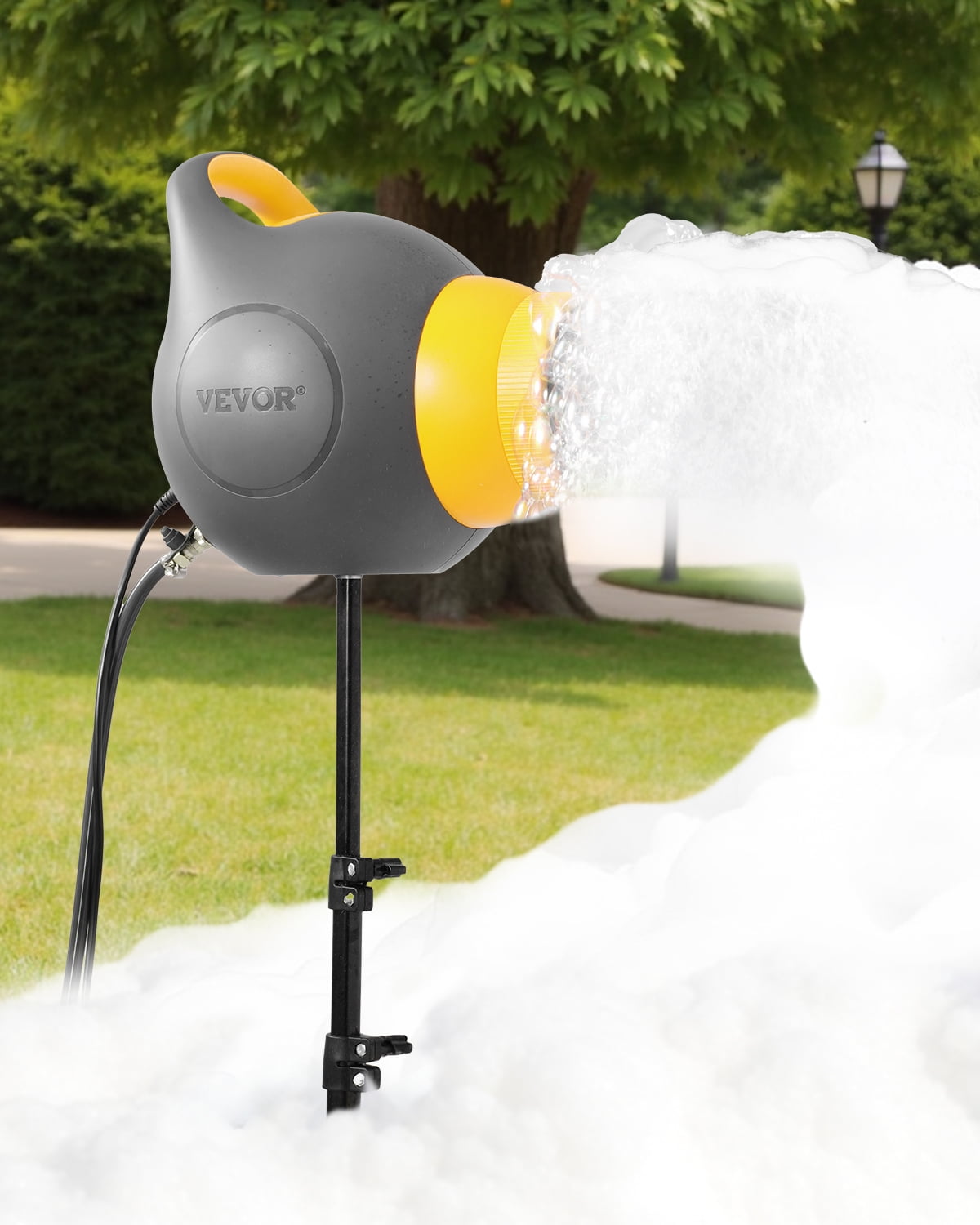 VEVOR Foam Machine, 115 W Party Foam Cannon, Portable Foam Maker with a Tripod Stand, Powerful Foam Party Machine, for Backyard, Pool, Outdoor Events, Birthdays, Celebrations and Party, Grey&Yellow