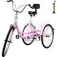 thumbnail image 1 of VEVOR Foldable Adult Tricycle 24 Wheels,7-Speed Trike, 3 Wheels Colorful Bike with Basket, Portable and Foldable Bicycle for Adults Exercise Shopping Picnic Outdoor Activities,Pink, 1 of 9