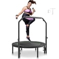 thumbnail image 1 of VEVOR Foldable Mini Trampoline, 40 Inch Fitness Rebounder, Max Load 330lbs Exercise Trampoline, Stable & Quiet Trampoline with 4 Level Height Adjustable Foam Handle, for Adults Indoor/Garden Workout, 1 of 9