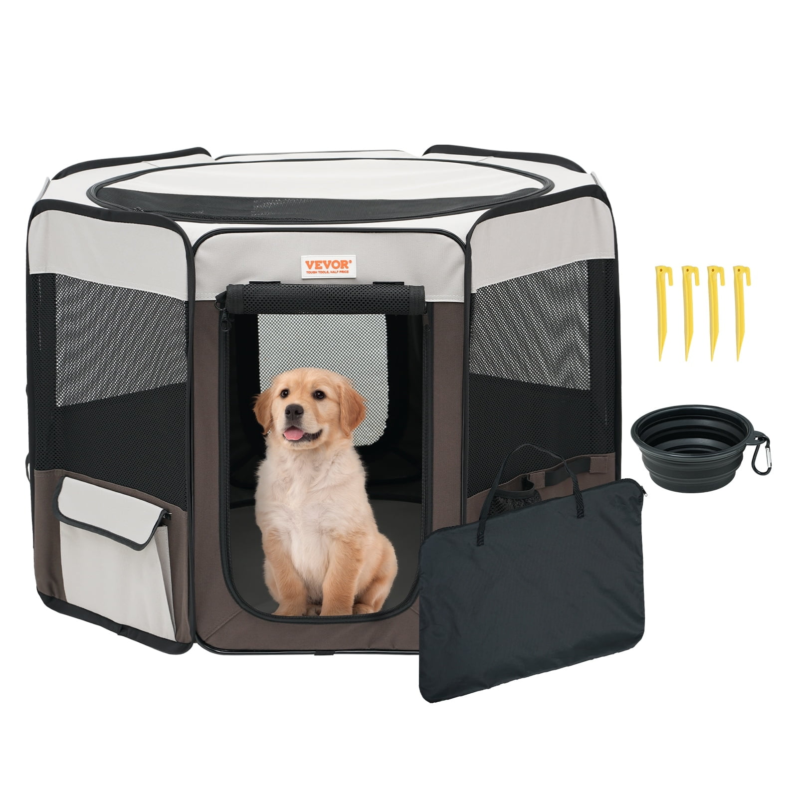 Multicolor 36" Foldable Metal and Fabric Cat Playpen