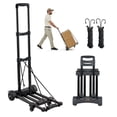 thumbnail image 1 of VEVOR Folding Hand Truck, 290 lbs Load Capacity, Collapsible Luggage Cart with 4 Wheels,2 Elastic Ropes & Expandable Base,Utility Dolly Platform Cart for Airport Travel Luggage Office Moving,Black, 1 of 9