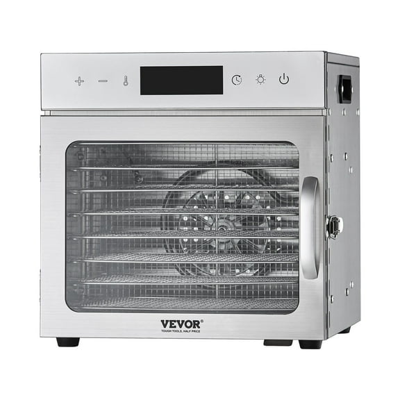 VEVOR Food Dehydrator Machine, 8 Stainless Steel Trays, 400W Electric Food Dryer with Adjustable Temperature & 24-Hour Timer, Heated Dryer for Jerky,