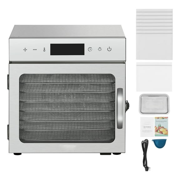 BENTISM Food Dehydrator Stainless Steel 8 Trays Jerky Digital Control with Timer Temperature Control Fruit Meat Vegetable Tea Commercial Dehydrator Safety Heat Proof Handle
