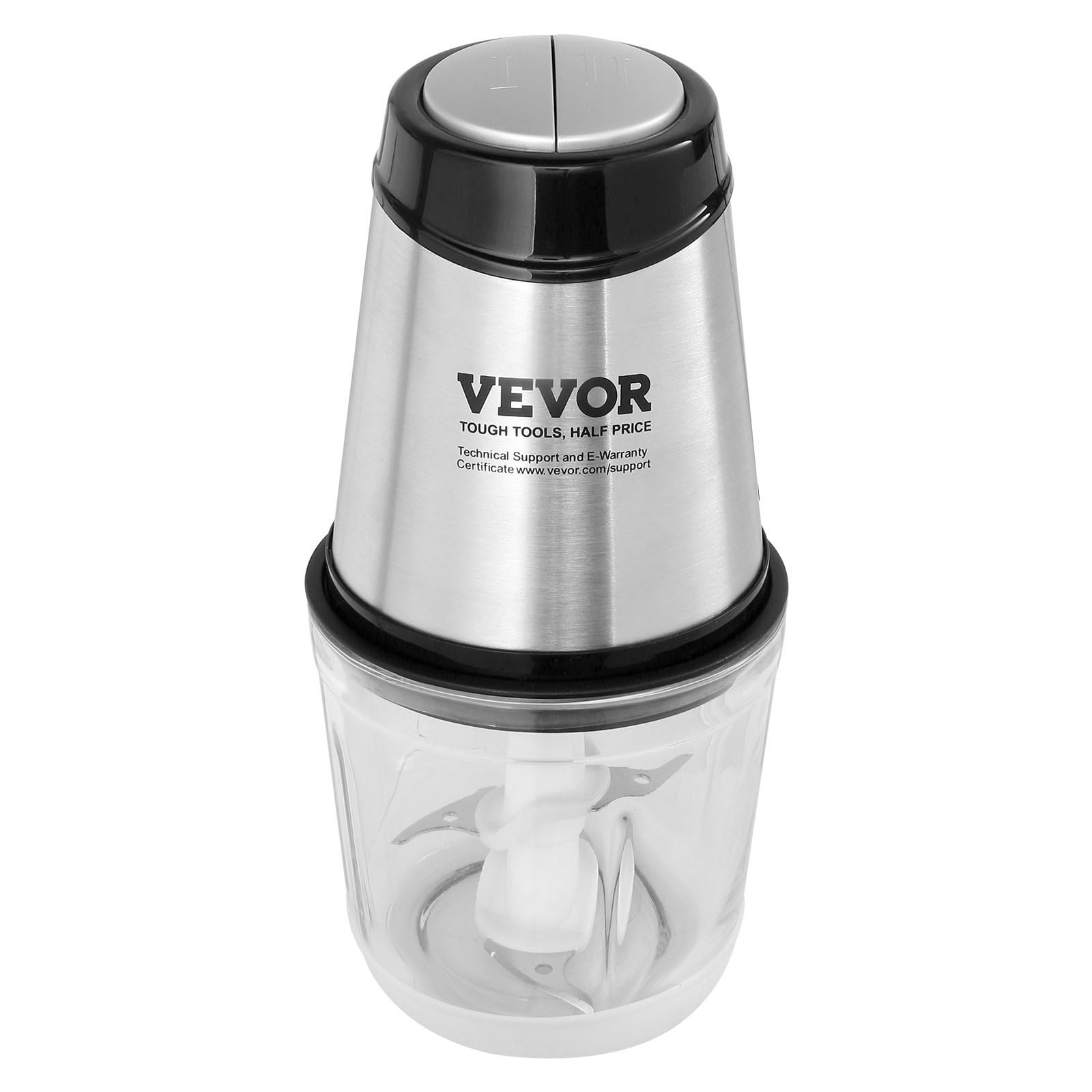 VEVOR Silver 2-Speed Stainless Steel Mini Food Processor