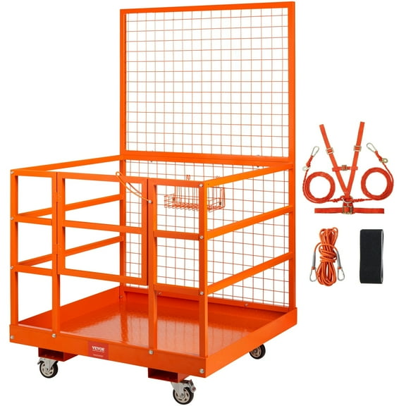 VEVOR Forklift Safety Cage 1200/1400lbs Load Capacity Foldable Forklift Work Platform for 1-2 People 45"x43"(1400LBS)