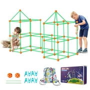 VEVOR Fort Building Kit for Kids,140PCS Glow in The Dark STEM Building Toys, Educational Gift for 4 5 6 7 8+ Year Old Boys & Girls Indoor Outdoor Play Tent Construction Toys with 96 Rods and 44 Balls