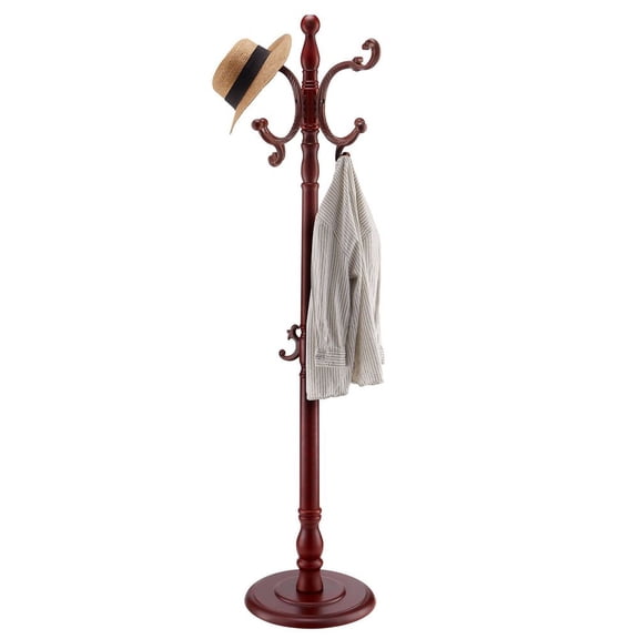 VEVOR Freestanding Coat Rack Wooden Coat Tree with Stable Large Base & 11 Hooks