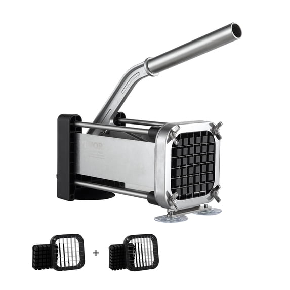 VEVOR French Fry Cutter, Potato Slicer with 1/2-Inch and 3/8-Inch Stainless Steel Blades, Manual Potato Cutter Chopper with Suction Cups, Great for Potato, French Fries, Cucumber, Vegetables, Carrot