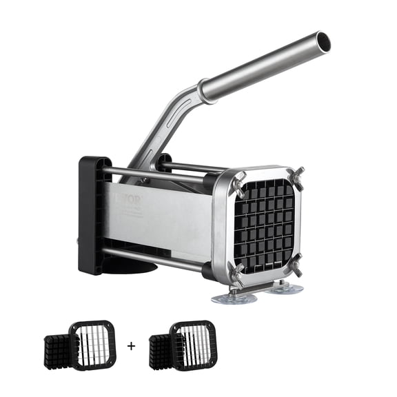 VEVOR French Fry Cutter, Potato Slicer with 1/2-Inch and 3/8-Inch Stainless Steel Blades, Manual Potato Cutter Chopper with Suction Cups, Great for Potato, French Fries, Cucumber, Vegetables, Carrot