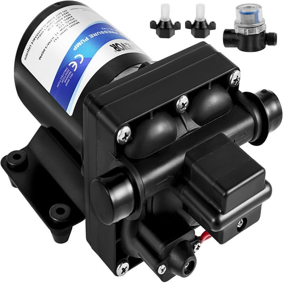 VEVOR Fresh Water Pump, 12 V Self Priming Sprayer Pump, 3 GPM RV Water Pump, with Pressure Switch 55 PSI Self Priming Water Pump, Detachable Strainer 12V Diaphragm Pump for RV Camper Marine Boat Lawn