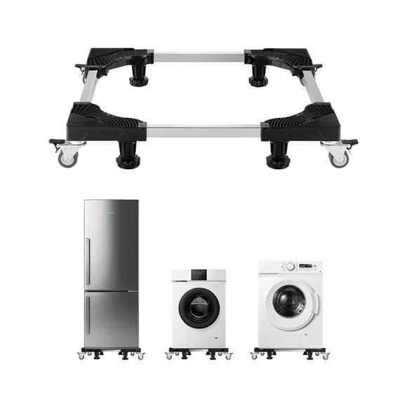 VEVOR Fridge Stand Mobile Base, 1100 lbs Load Capacity, Washing Machine Stand with 8 Locking Twin Wheels and 4 Brakes, 27.5 -35.4 Inches Adjustable Furniture Dolly for Washer, Refrigerator and Dryer