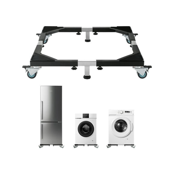 VEVOR Fridge Stand Mobile Base, 1200 lbs Load Capacity, Washing Machine Stand with 8 Locking Twin Wheels and 4 Brakes, 23-36.6 Inches Adjustable Furniture Dolly for Washer, Refrigerator and Dryer