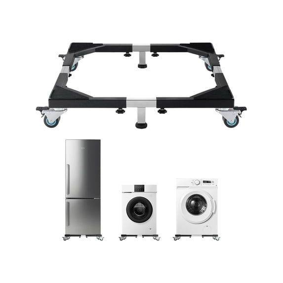 VEVOR Fridge Stand Mobile Base, 1200 lbs Load Capacity, Washing Machine Stand with 8 Locking Twin Wheels and 4 Brakes, 23-36.6 Inches Adjustable Furniture Dolly for Washer, Refrigerator and Dryer