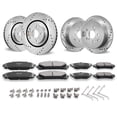 thumbnail image 1 of VEVOR Front and Rear Brake Kit Compatible with Toyota Sienna, Highlander, Lexus RX350, RX450h, Drilled and Slotted Brake Rotors Ceramic Brake Pads Replacement, 12.9" Front Rotors 12.2" Rear Rotors, 1 of 9