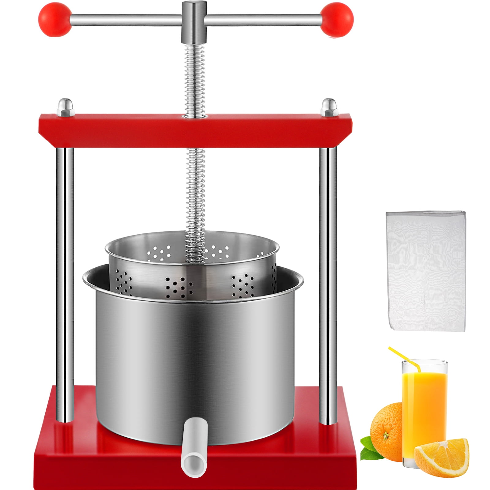 VEVOR Fruit Wine Press 1.5Gal/5.5L Grape Press For Wine Making Wine Press  Machine w/Dual Stainless Steel Barrels Wine Cheese Fruit Vegetable Tincture